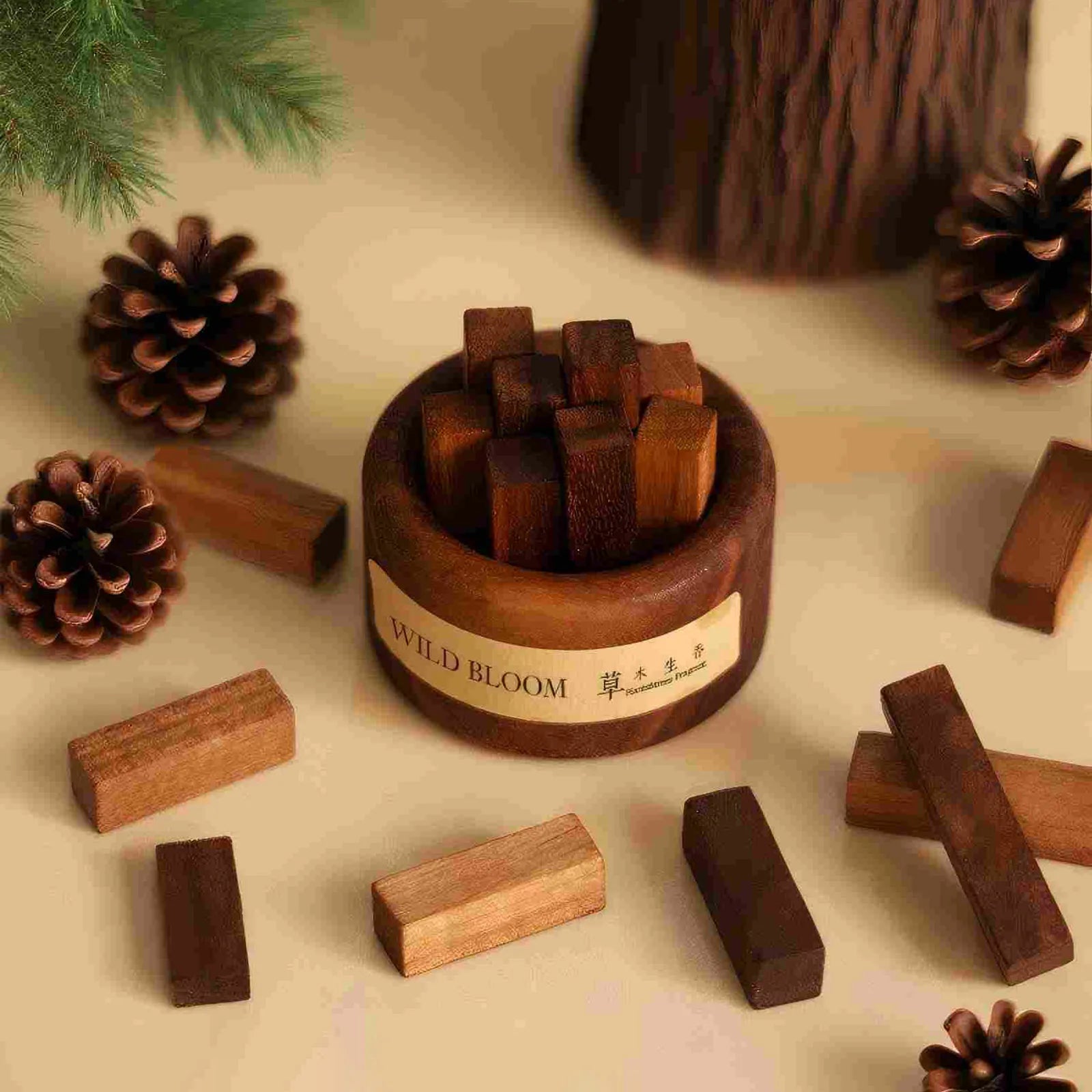 Creative Wood Diffuser Ornament – Mini Log Aroma Decor | Flameless Essential Oil Diffuser for Home Fragrance & Room Decoration