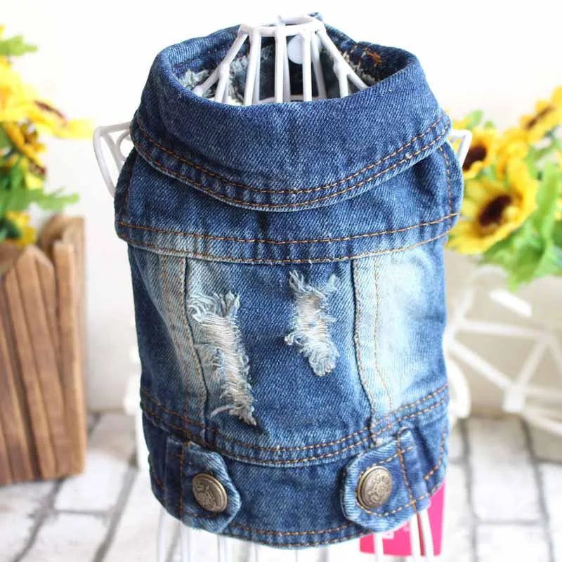 Spring Denim Dog Vest Shih Tzu Clothes for Small Dogs Yorkshire Terrier Puppy Jeans Jacket for Chihuahua Apparel Cat Clothes