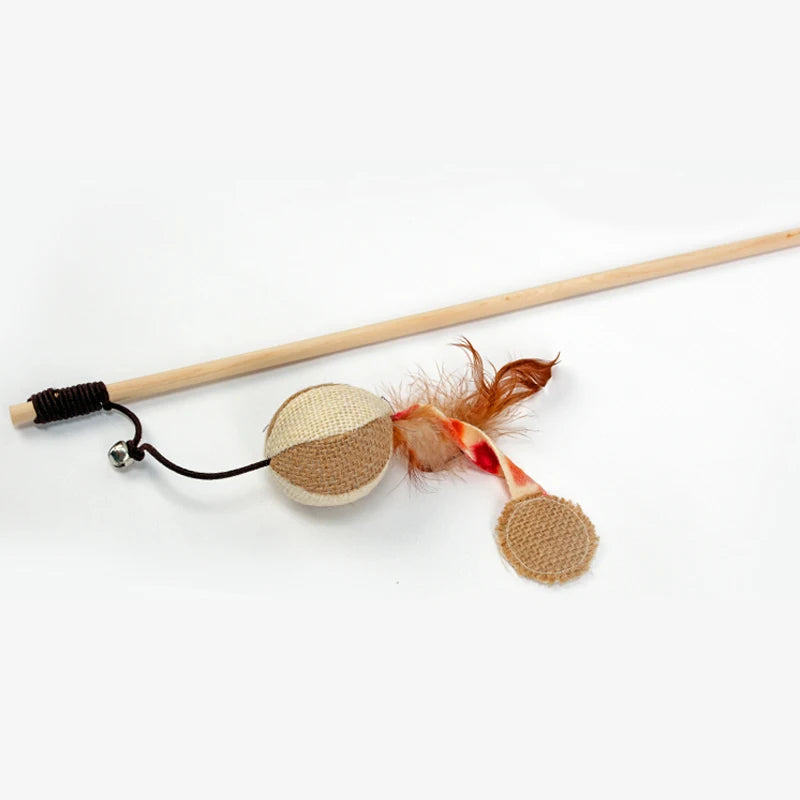 Interesting Pet Cat Catcher Teaser Stick Products Wood Cat Toys for Cats Interactive katten Speelgoed Kedi Malzemeleri Supplies
