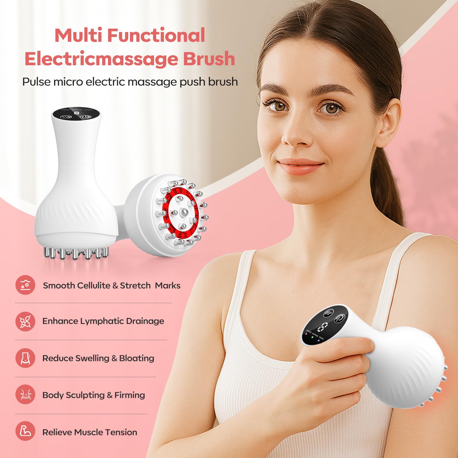 Lymphatic Drainage Massager & Anti Cellulite Massage Tool,New Lymphatic Massager,Helps Reduce Stretch Marks & Cellulite，for Belly, Arms & Legs,Body Sculpting Machine with Heat & Vibration