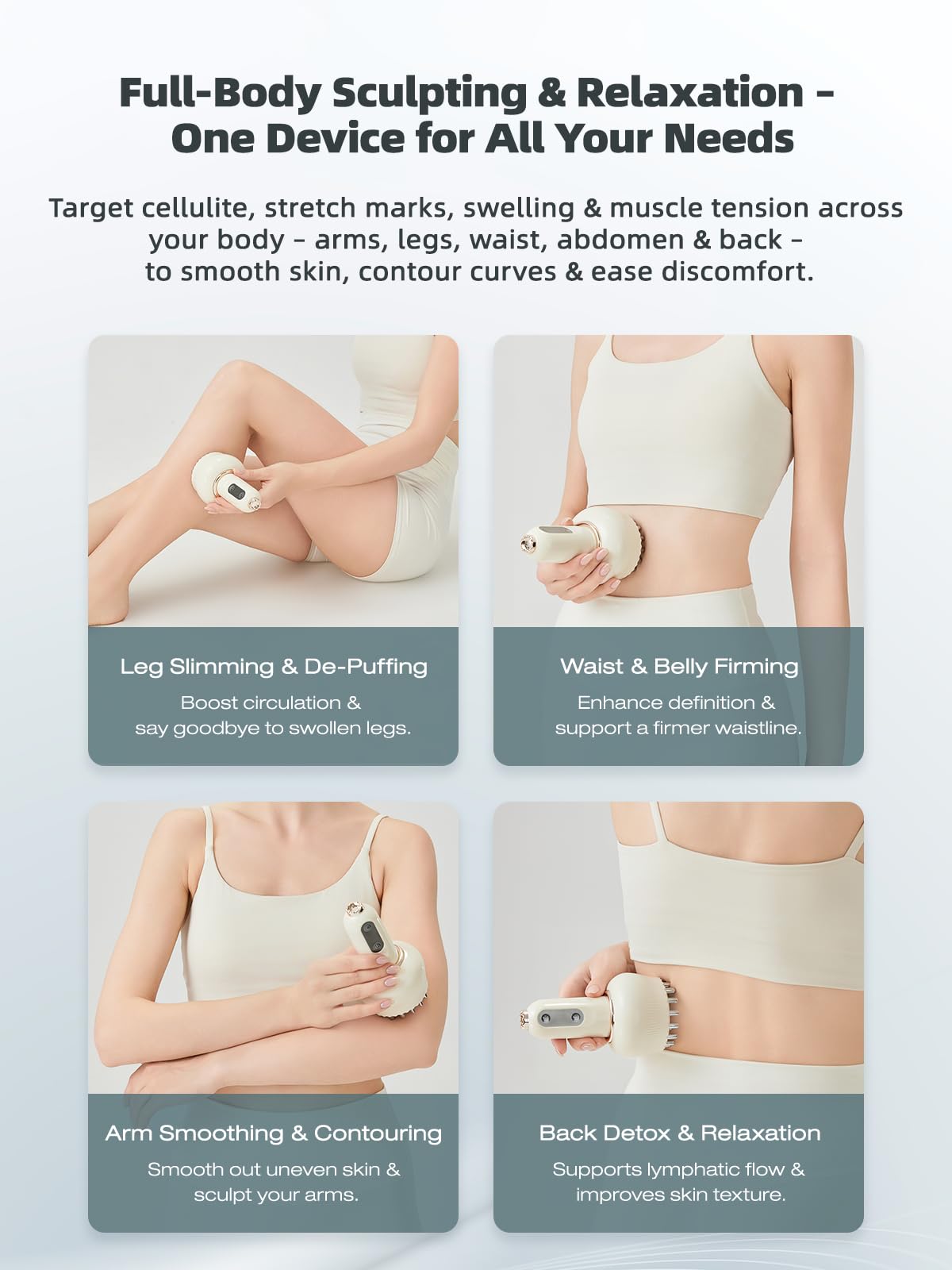 35-Speed 3-in-1 Lymphatic Drainage Massager - Cellulite Massage Tool for Legs, Arms, Belly | Anti Cellulite Massage Tool w/Microcurrent, Heat, Vibration | Body Sculpting & Skin Renewal