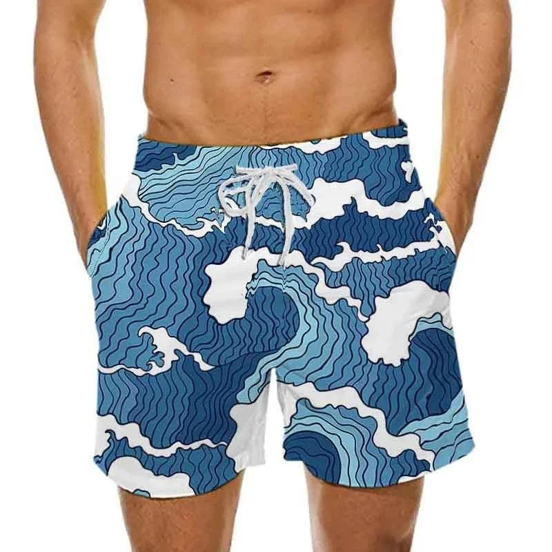 Sea Wave Graphic Beach Shorts For Men Dragon Cloud 3D Print Short Pants Summer Sports Swim Trunks Leisure Oversized Ice Shorts