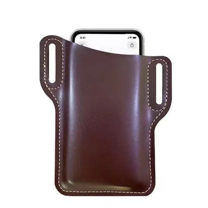 Fashion Men Belt PU Leather Waist Bag Case Vertical Multifunctional Portable Phone Waistpack Card Bag Travel Casual Phone Bags