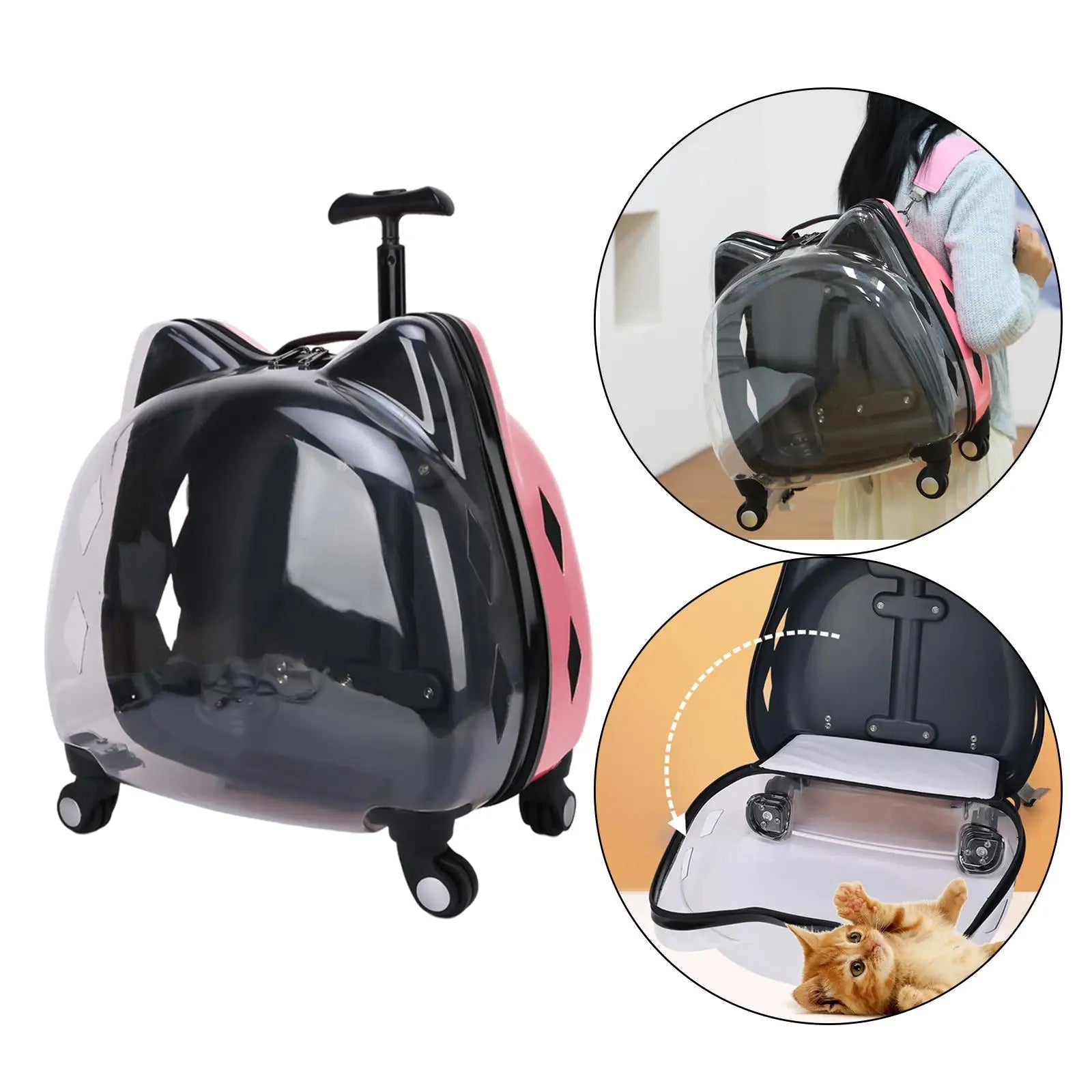Pet Rolling Carrier, Dog Backpack with Wheels, Cats, Puppy Travel Bag with Wheels, Dog Trolley