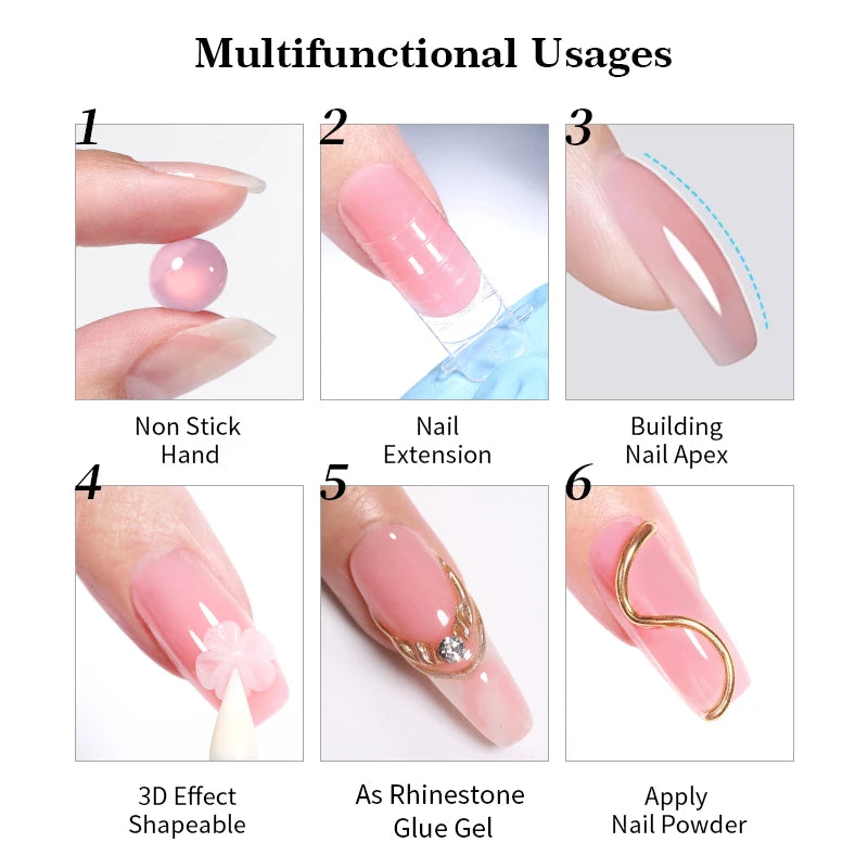 BORN PRETTY 15ml Clear Non Stick Hand Extension Gel 3D Shaping Sculpting Carving Nail Art Solid Hard Gel for Fake Nail