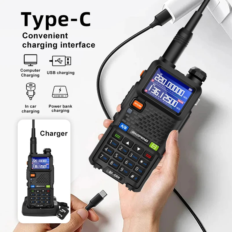 Baofeng walkie talkie UV5RH 15W, six band wireless replication frequency, 999CH, USB transceiver, HAM, , 50KM