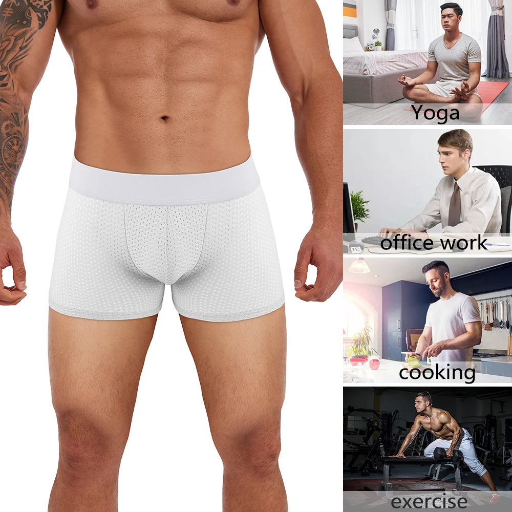 Men Hip Lift Body Shaper Sponge Fake Butt Padded Boxer Briefs Hollow out Breathable Slimming Underwear Body Shaping Enhancement