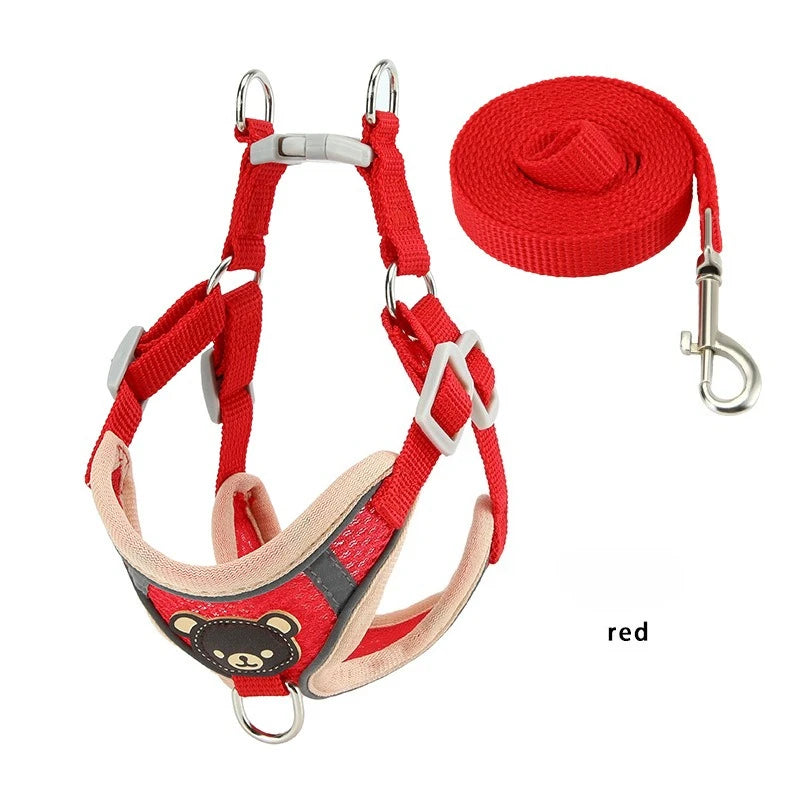Dog Harness Adjustable Vest Walking Traction Rope Set for Dog Collar Breathable Mesh Harness for Small Medium Cat Dog Pet Lead