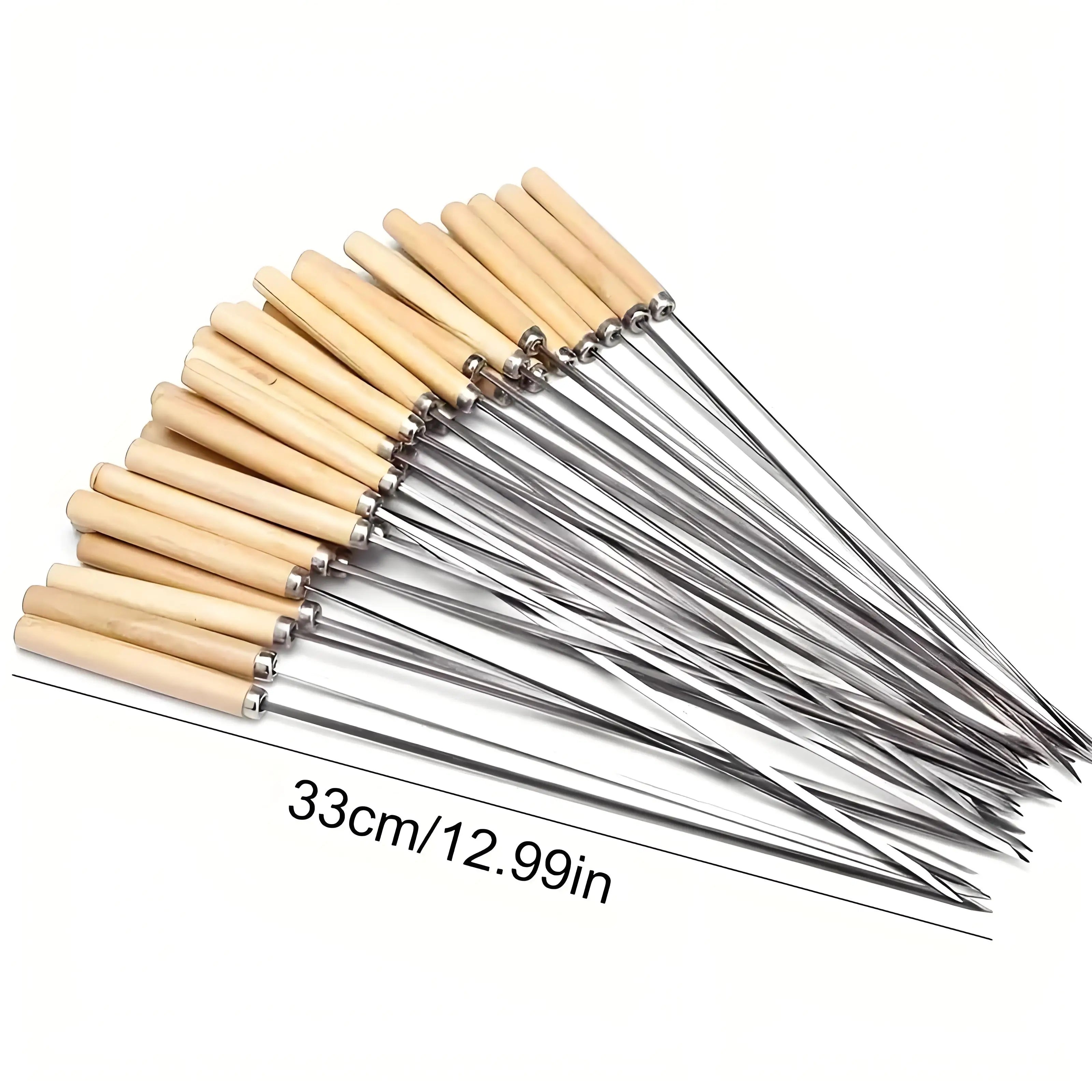50-Pack Stainless Steel BBQ Skewers | Reusable & Rust-Proof Grilling Sticks | for Camping Backyard Parties Outdoor Cooking