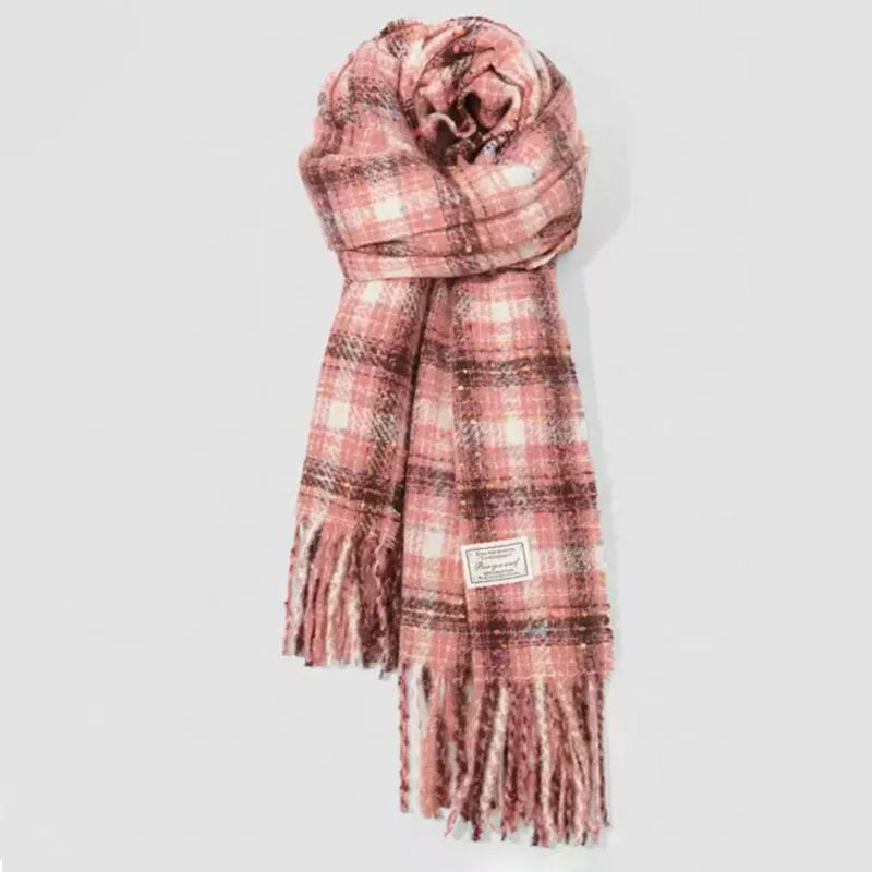 Black and White Plaid Printed Scarf Women's Autumn and Winter Polyester Fiber Scarf Fashionable and Versatile Warm Neck Shawl