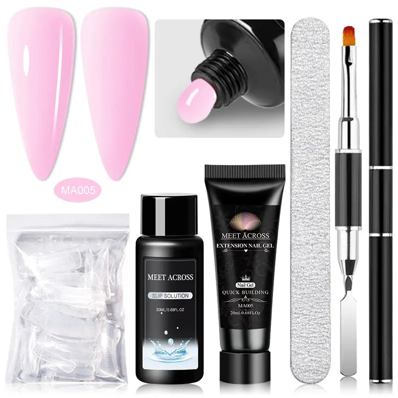 MEET ACROSS 5PCS/SET Extension Gel For Nails Finger Extension Gel Manicure Slip Solution Acrylic Nail Art Varnish DIY Tool