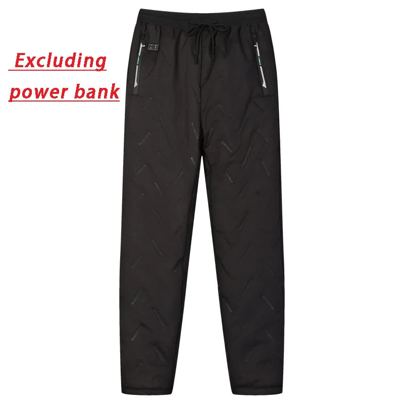 Smart USB Controlled Heated Fleece Lined Winter Pants Electric Thermal Warm Pants Lamb Velvet Heating Trousers Motorcycle Gear