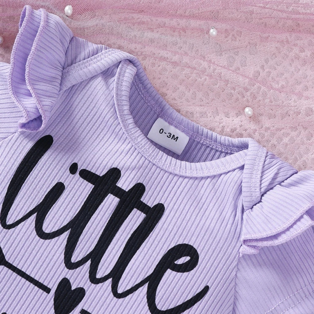 0-18 Months Newborn Baby Girl Short Sleeved Clothing Set Purple Bodysuit+Colorful Butterfly Pants Summer Toddler Girl Clothes