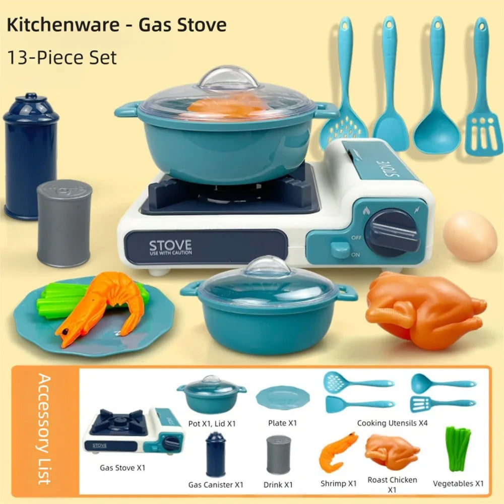 Multicolor Kids Cooking Playset Microwave Plastic Baking Playset Simulation Design Gas Stove Playing House Kitchen Toy Toy