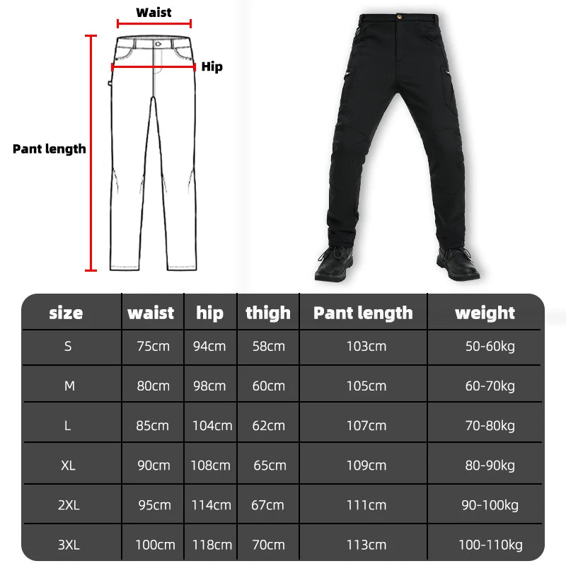 Men's Winter Motorcycle Pants Waterproof Windproof Thickened with Protective Gear New Motocross Motorbike Outdoor Trousers