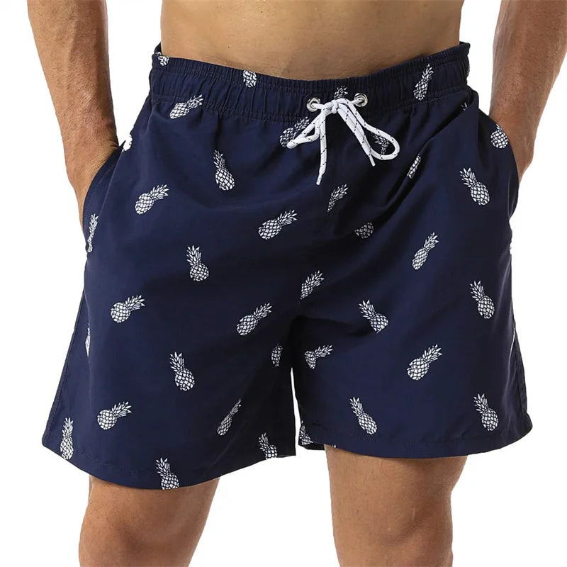 Simple Pineapple Graphic Beach Shorts Pants Men 3D Printing Surf Board Summer Hawaii Swimsuit Swim Trunks Cool Ice