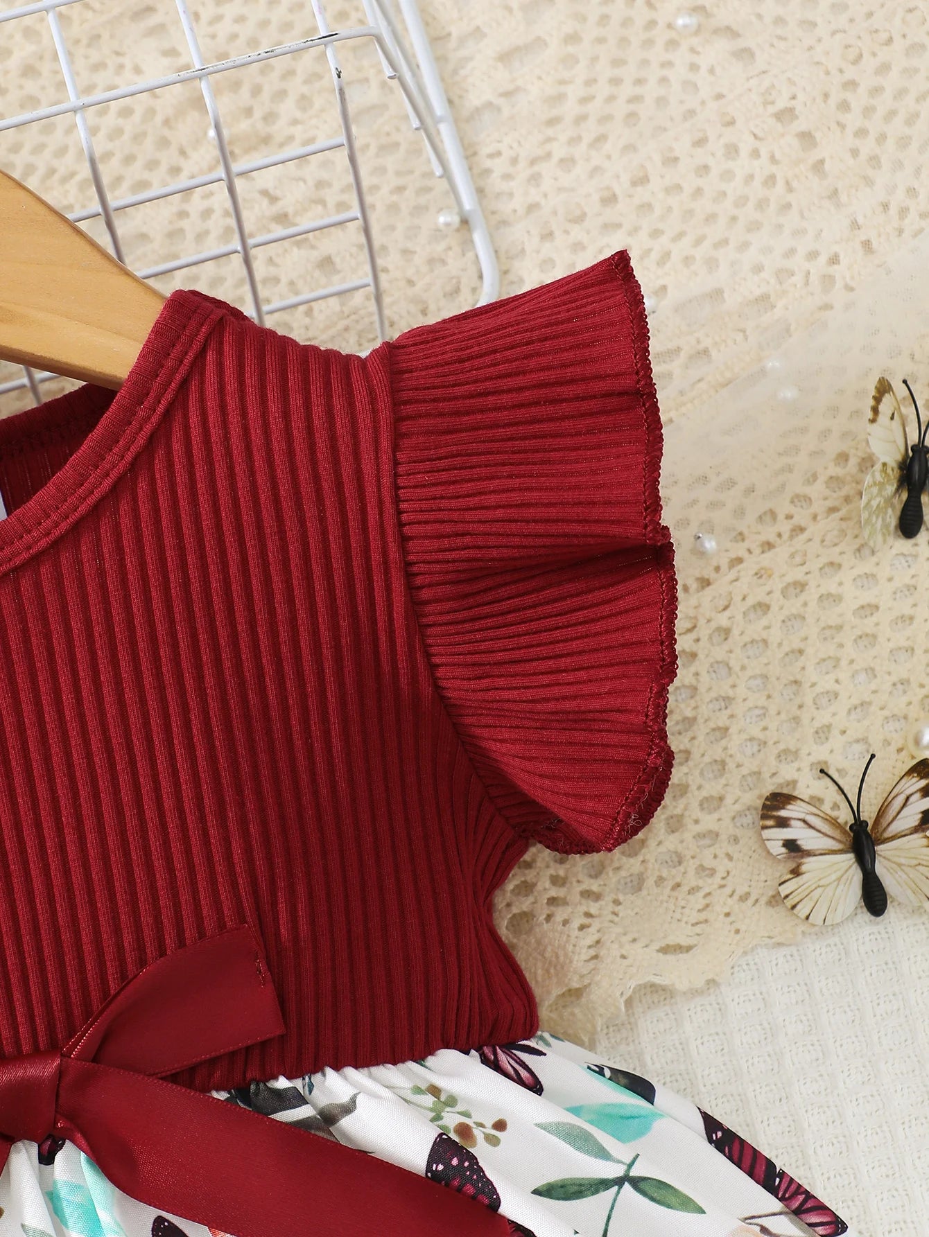 Baby Girl Summer Fashion Cute Ruffled Butterfly Print Dress