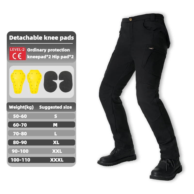 Men's Winter Motorcycle Pants Waterproof Windproof Thickened with Protective Gear New Motocross Motorbike Outdoor Trousers