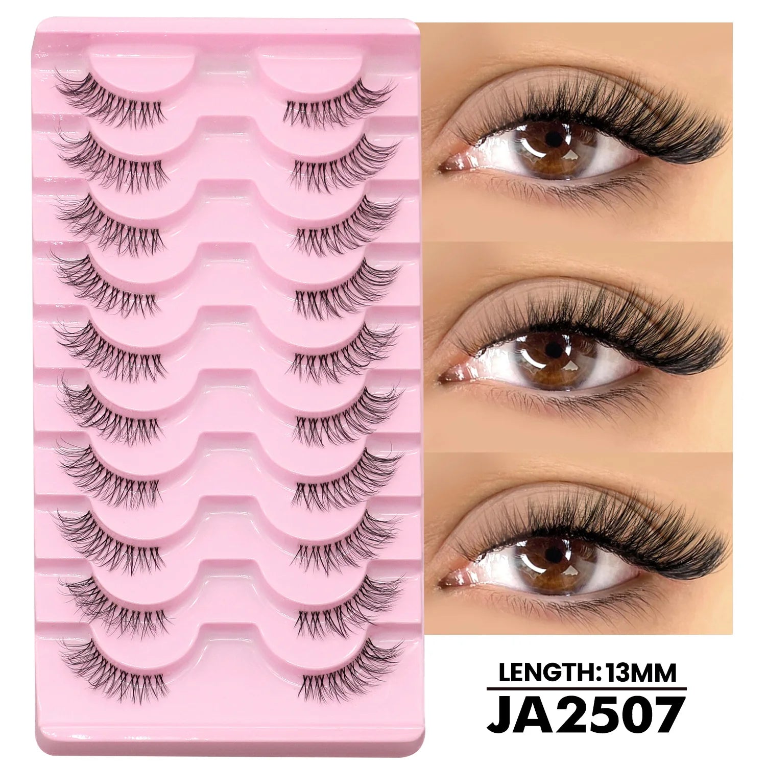GROINNEYA Two Boxs Half Eyelashes Natural Fluffy Cat Eye Lashes Soft Wispy Faux Mink Lashes Winged End Eye Elongated Eyelashes
