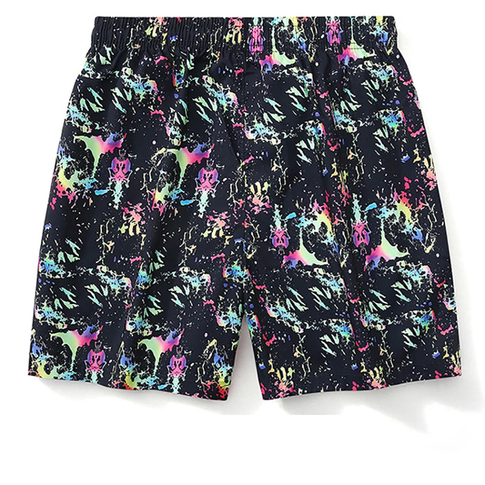 Summer Striped Beach Pants New Graffiti 3d Beach Shorts Outdoor Quick Dry Men's Ice Silk Beach Pants Summer Thin Casual Shorts