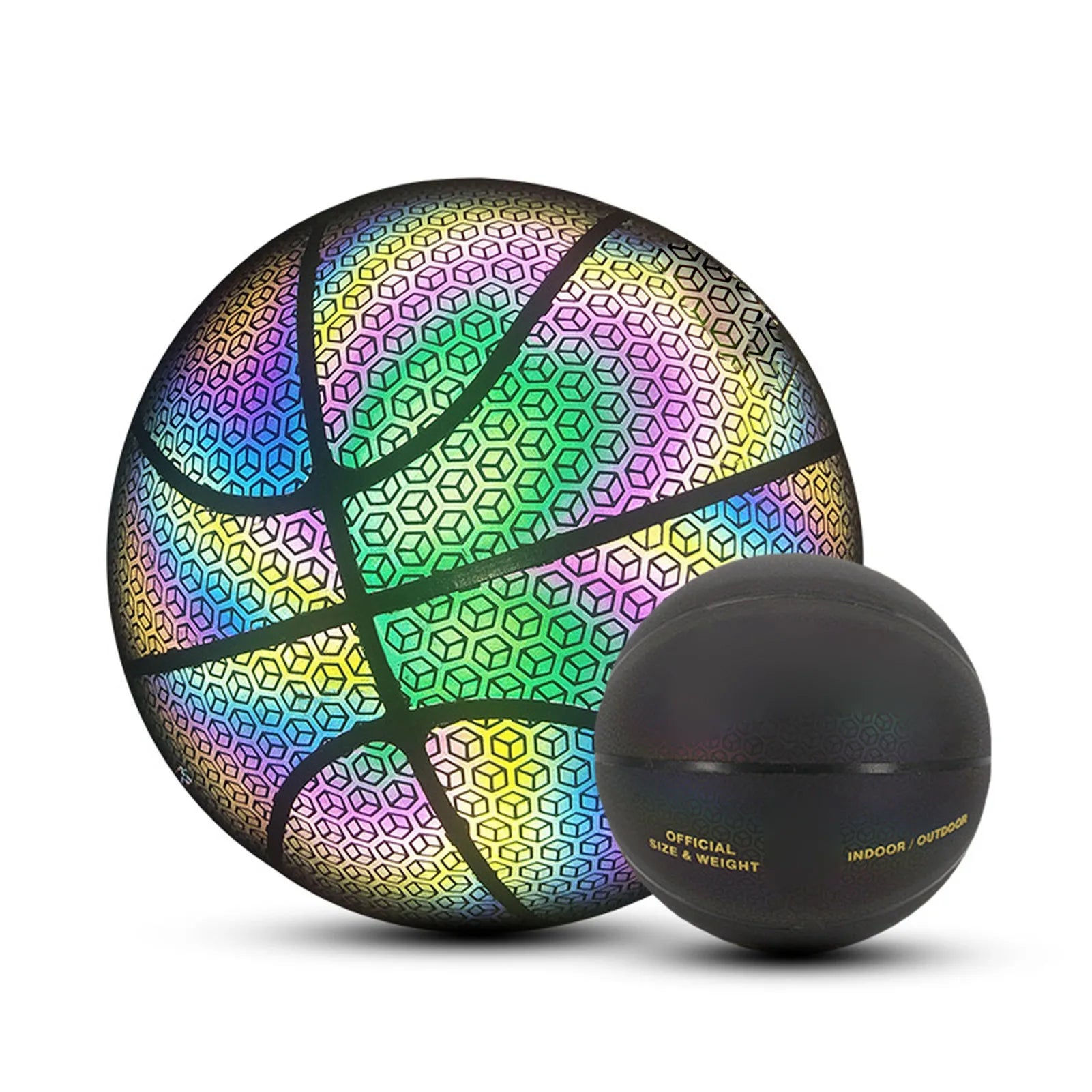 Holographic Glowing Reflective Basketball Size 7 Wear Resist PU Luminous Basket Ball for Adults Reflective Glowing Basketball