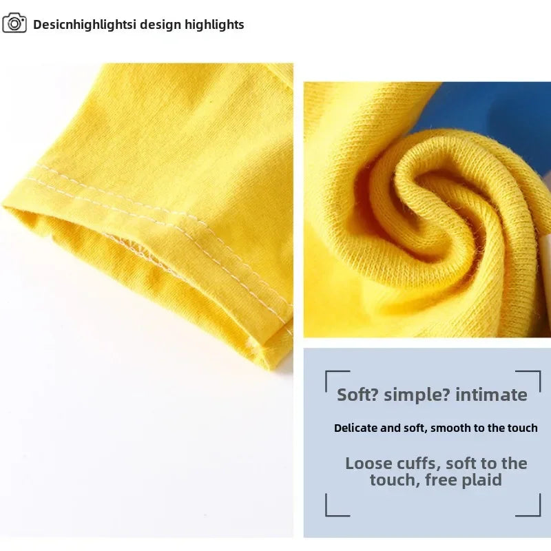 Pure Cotton Children's Short Sleeved Set Suitable for Baby Girls and Boys Outdoor Sports Breathable Comfortable Shorts Suits