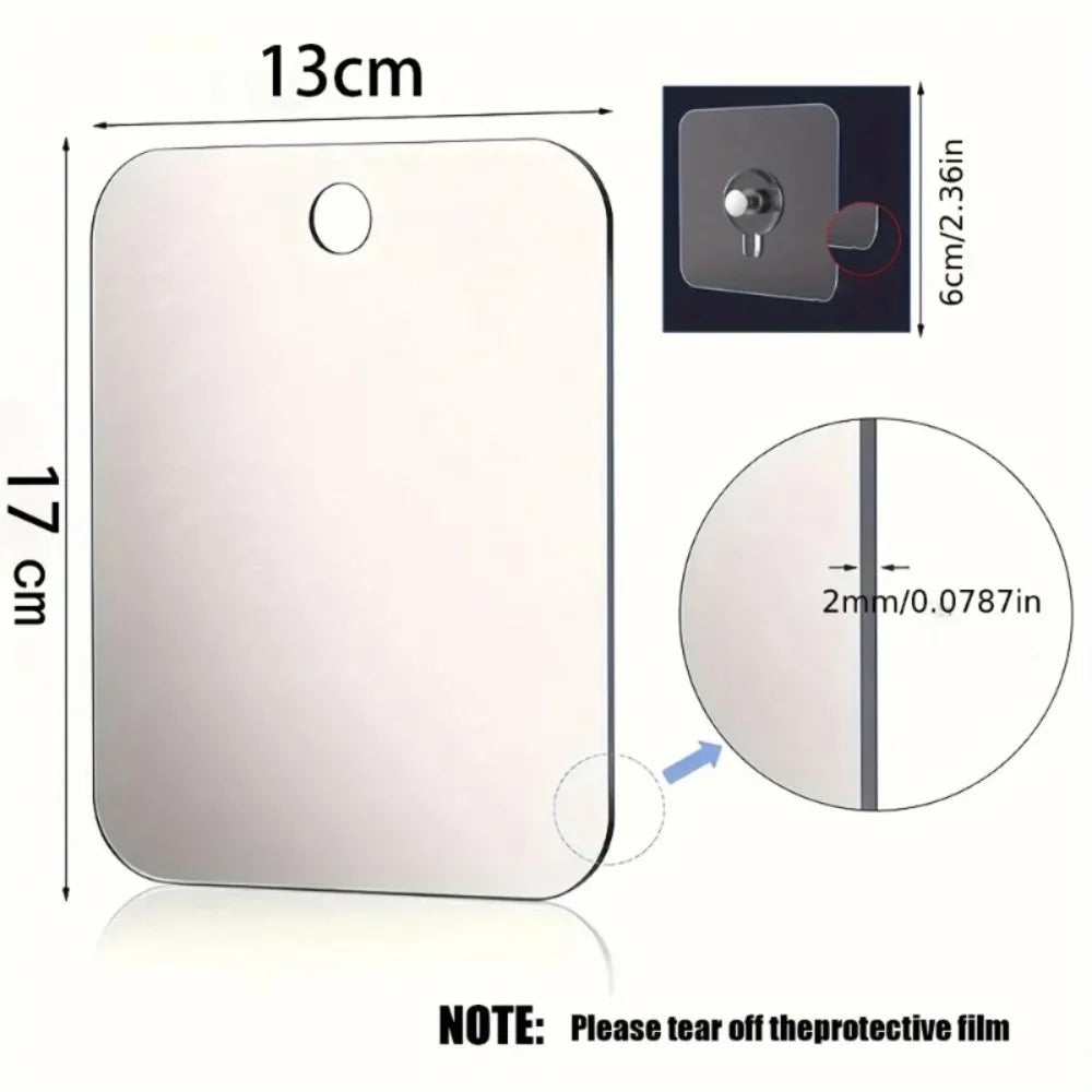 Bathroom Anti Fog Mirror Fogless Acrylic Shower Mirror with Wall Hook Portable Vanity Mirror for Men Shaving Women Makeup Travel