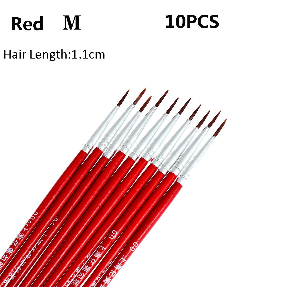 10Pcs Fine Hand Painted Thin Hook Line Pen Drawing Art Pen Nylon Brush Makeup Eyeliner Pen Detail Brush Cosmetics Art Supplies