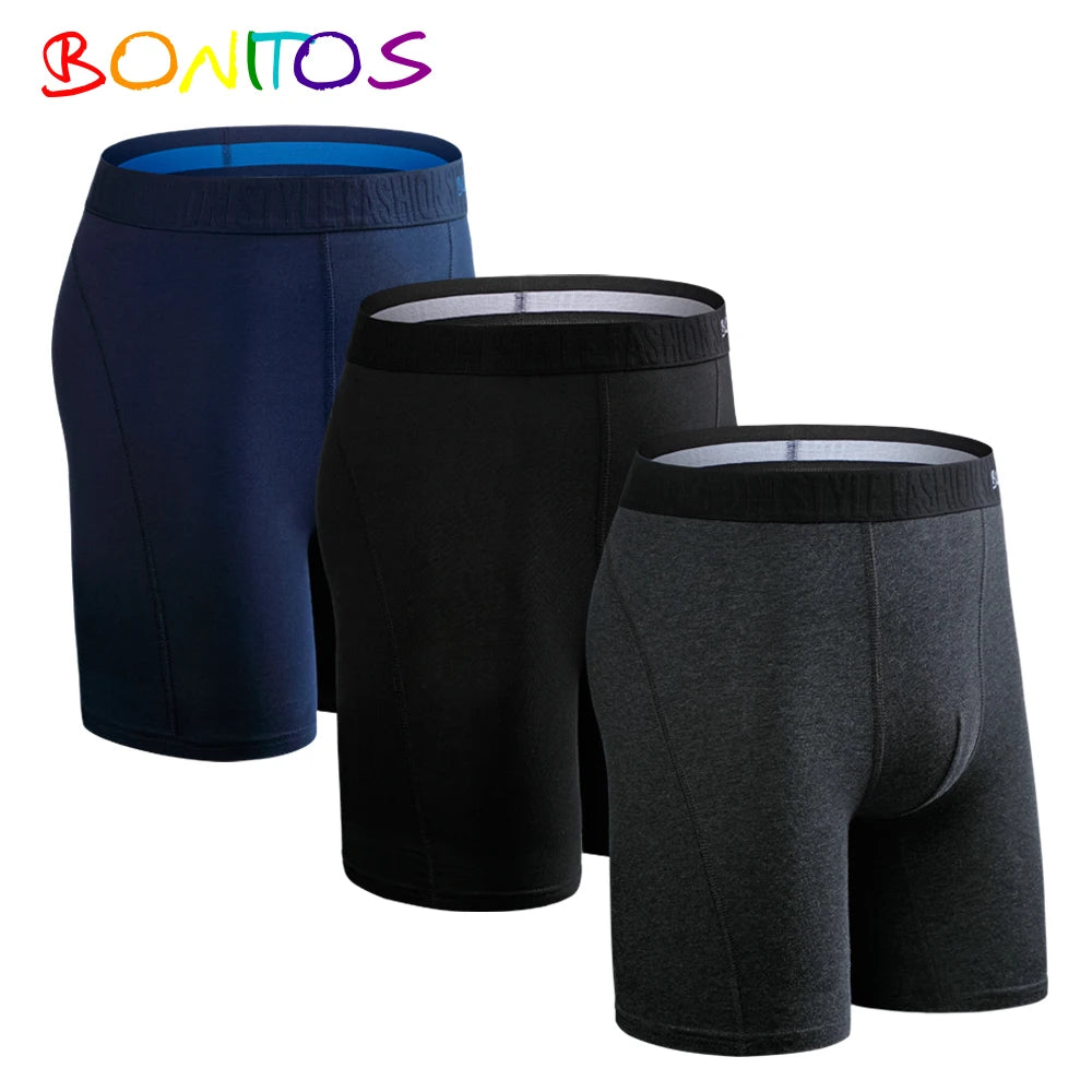 3pcs Long Boxers For Man Underware Lots Mens Underpants Cotton Men's Panties Family Boxershorts Boxer Sexy Male Shorts Calecon
