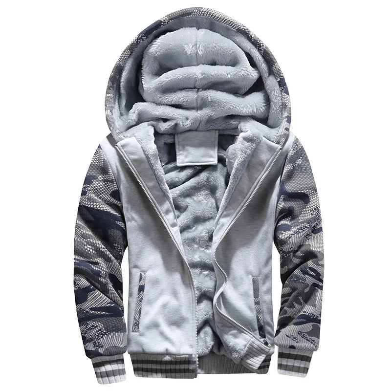 New Men's Hoodies Jacket Winter Thick Warm Fleece Zipper Hoodies Coat Casual Tracksuit Sportwear Male Sweatshirts M~ 5XL