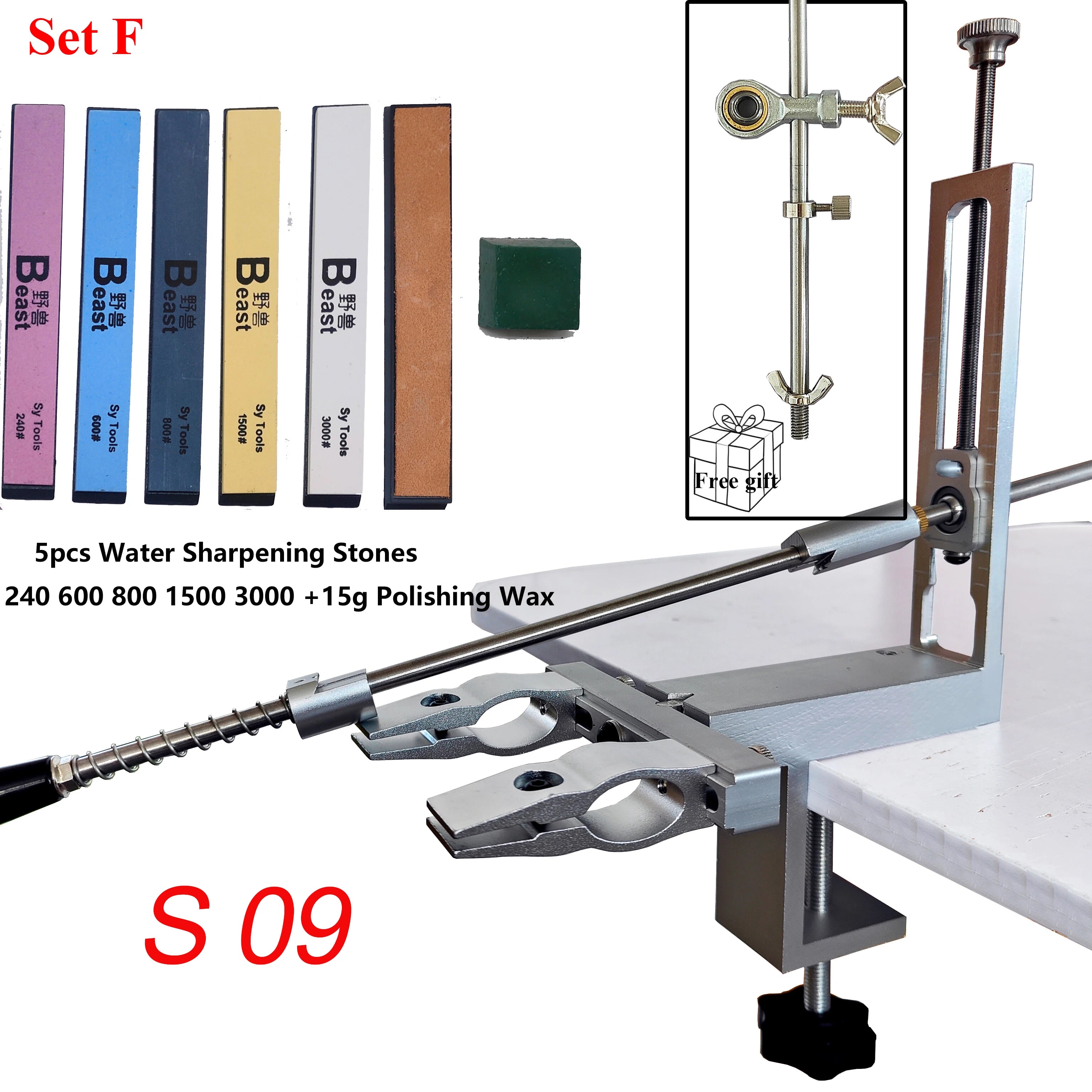 S09 New Design Professional Fixed Angle Apex Knife Sharpener Kitchen Knife tools Knife Sharpening System with diamond stones Set