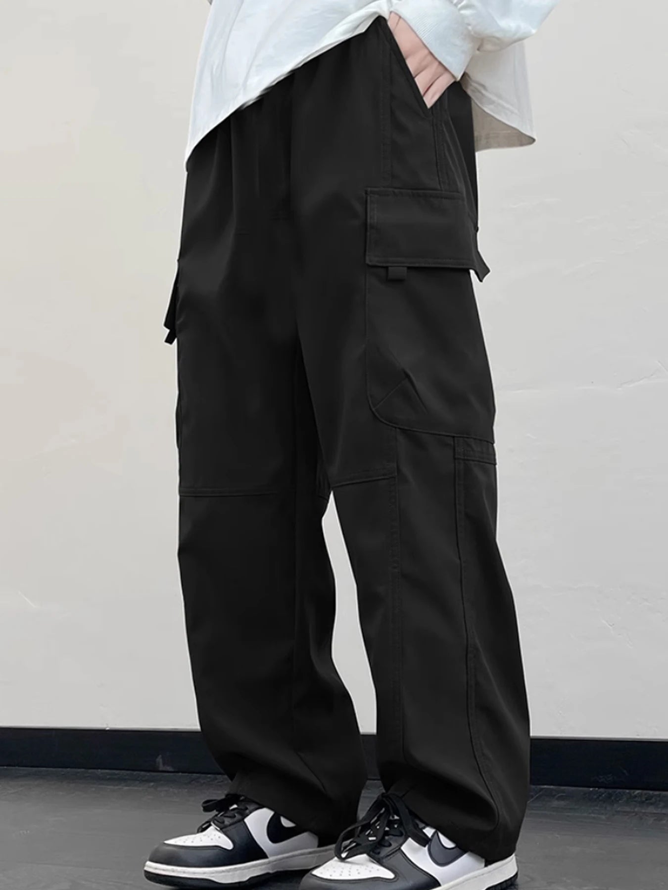 Men Cargo Jogger Pants Autumn Winter Fleece Sweatpants Mens Fleece Overalls Joggers Sweat Pocket Pants Cargo Trousers Streetwear