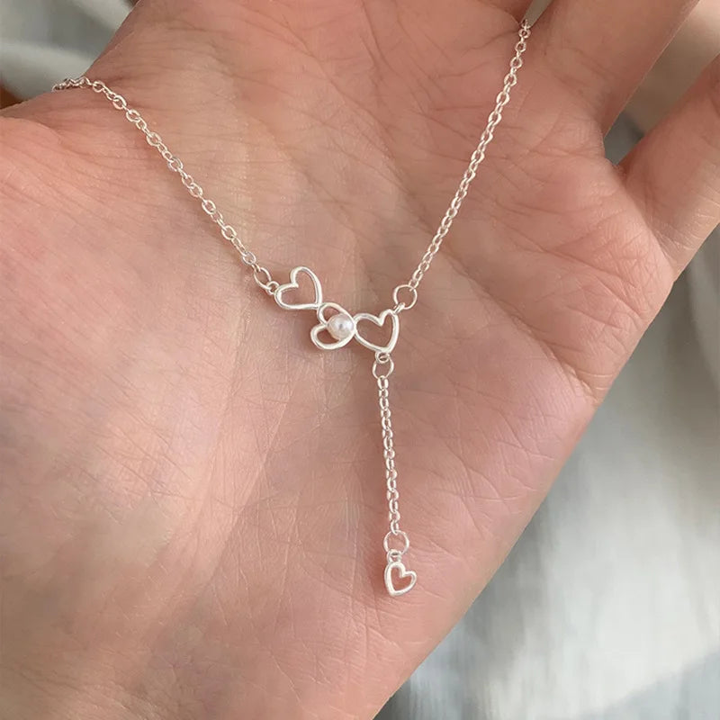 925 Sterling Silver Necklace Heart Pendant Love Adjustable Choker Elegant for Women Girl Jewelry Gift Dropshipping Wholesale
