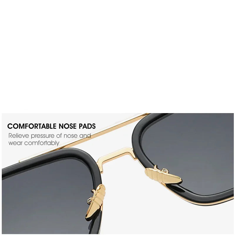 Sun Glasses Fashion Square frame Tony Stark Style Women Sunglasses Men Square Brand Design Sun Glasses Oculos Retro Male Iron