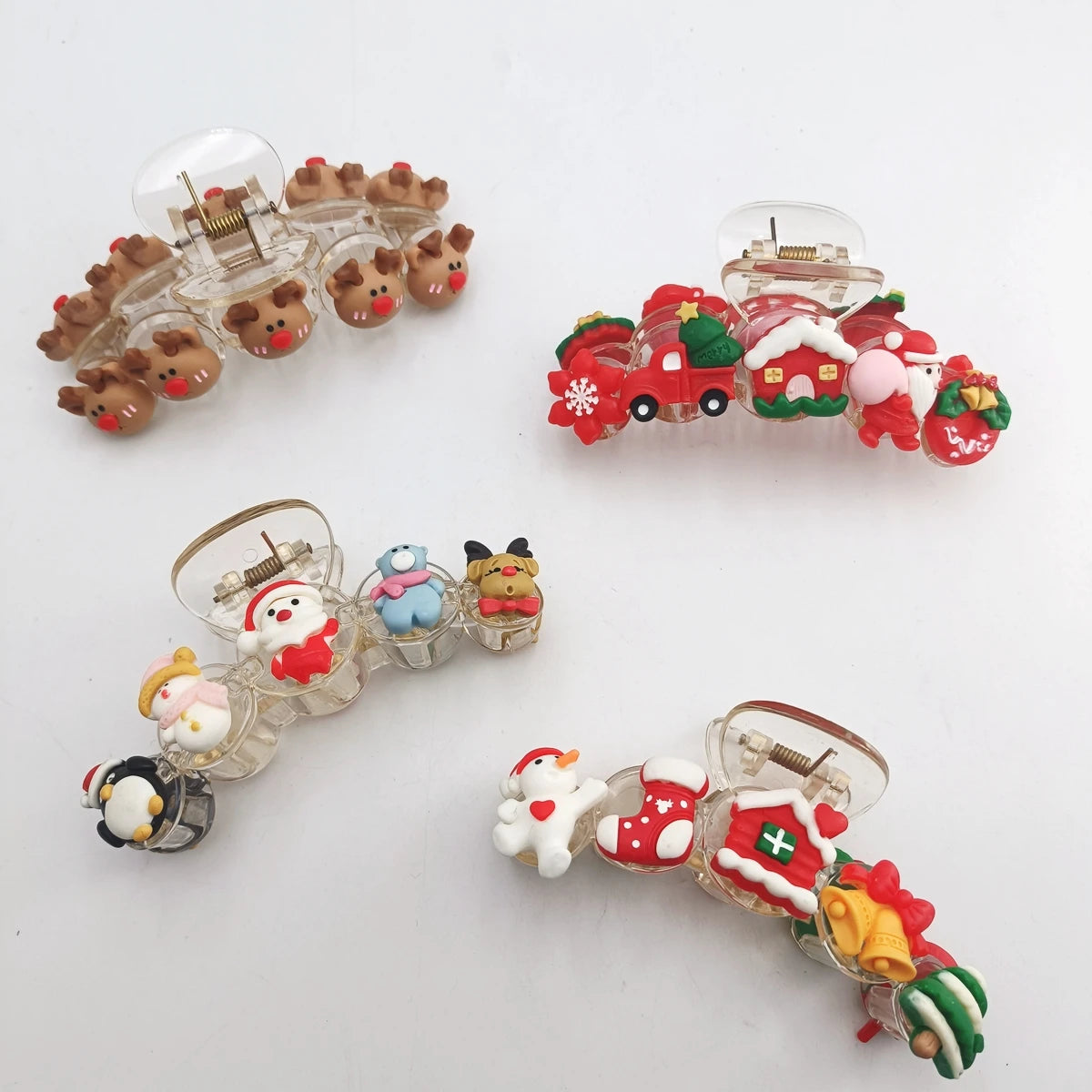 Christmas Transparent Acrylic Hair Clip New Cute Large Hair Claw Barrettes Santa Claus Hairpin Hair Accessories Headwear