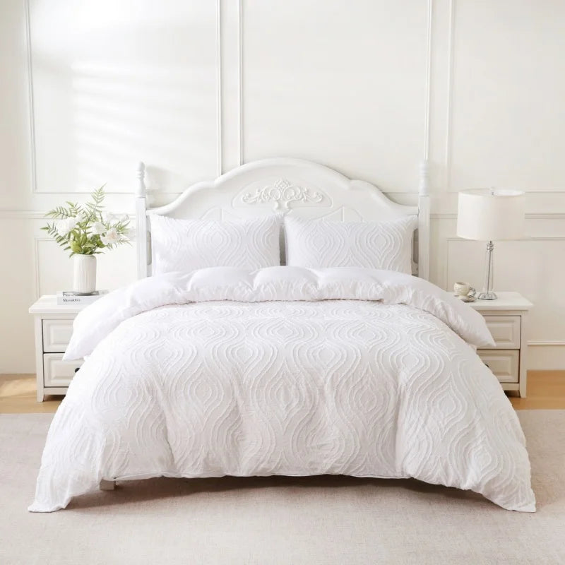 2/3pcs Duvet Cover Set,Tufted Geometric Comforter Cover +Pillowcas Boho Bed Set Soft Lightweight Bedding Set for All Seasons