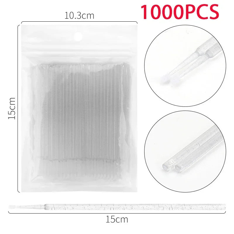 500/1000PCS Eyelash Cleaning Brush Highly Colorful Crystal Brush Eyelash Micro Brush Beauty Makeup Clean Remover Tool Wholesaler