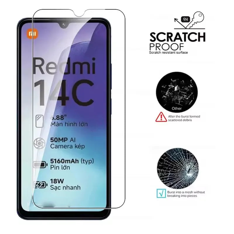 3Pcs HD Tempered Glass For Xiaomi 14C 13 13C 12 12C 5G Full Cover Screen Protector