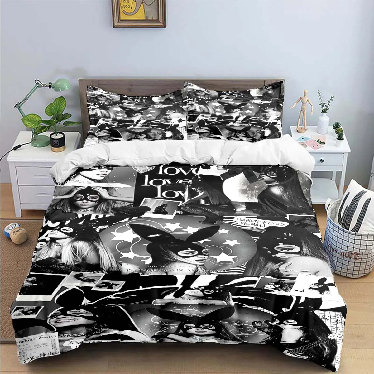 Fashion Pop Singer A-Ariana G-Grande Print Bedding Sets Bed Supplies Set Duvet Cover Bed Comforter Set Bedding Set Luxury Gift