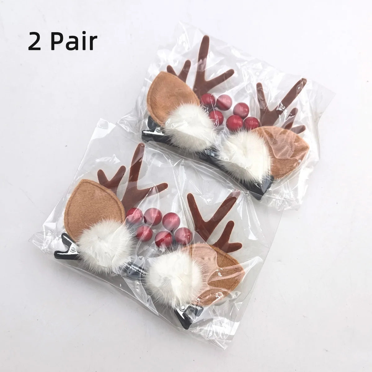 2/4/6/10 Pairs Christmas Elk Ear Hair Clip Women Girl Santa Snowman Hairpin Xmas Party Barrettes For Kids Cosplay Headwear