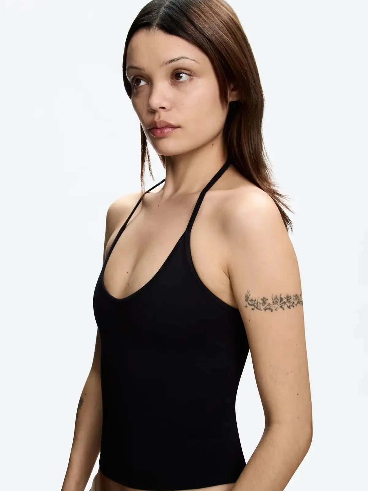 Tank Baby Blue Thin Strap Halter Small U-Neck Vest White Sexy Women's Summer Short Top