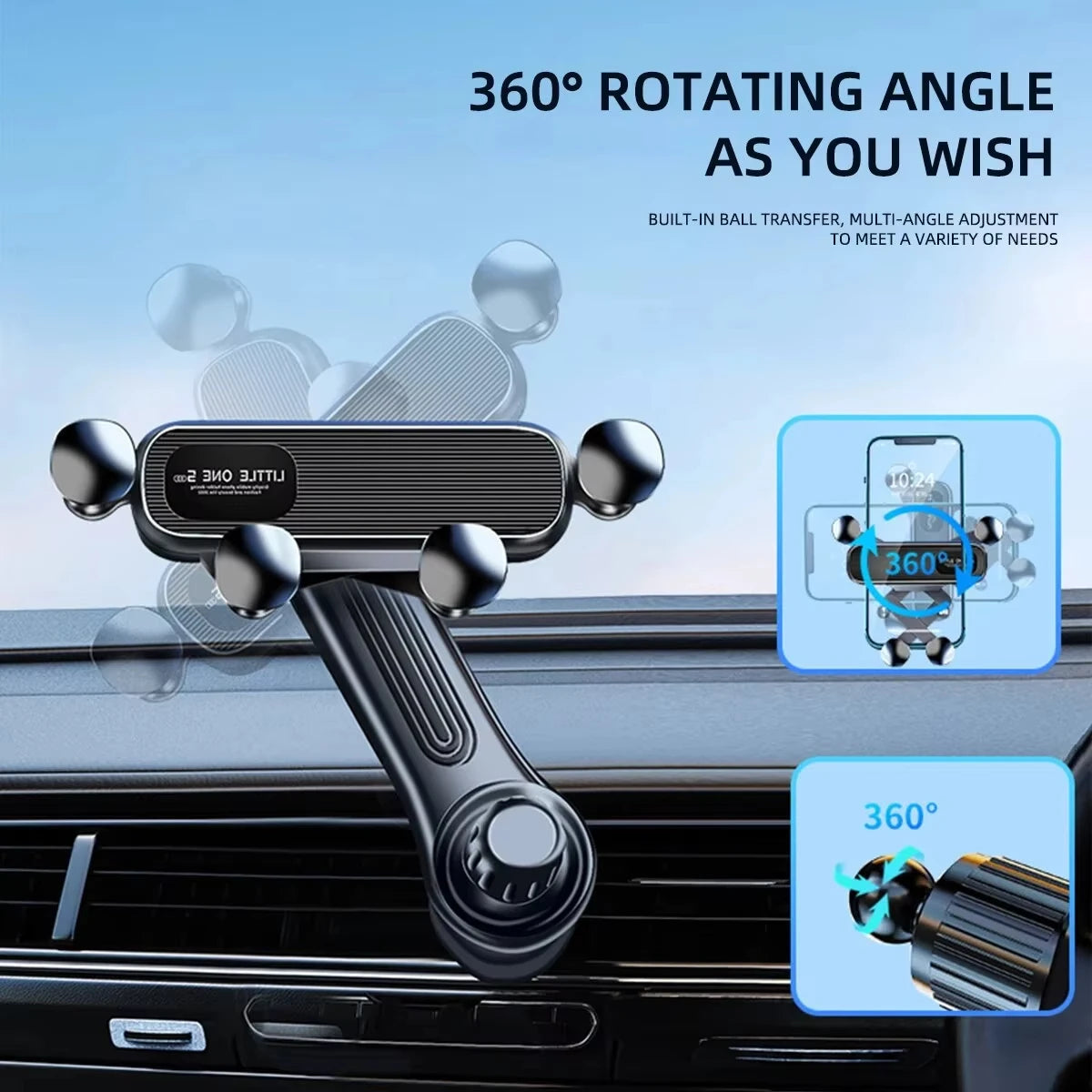 360° Rotatable Gravity Car Phone Holder Car Air Vents Clip Mount Stand Extension Rod in Smartphone Holder Bracket GPS Support
