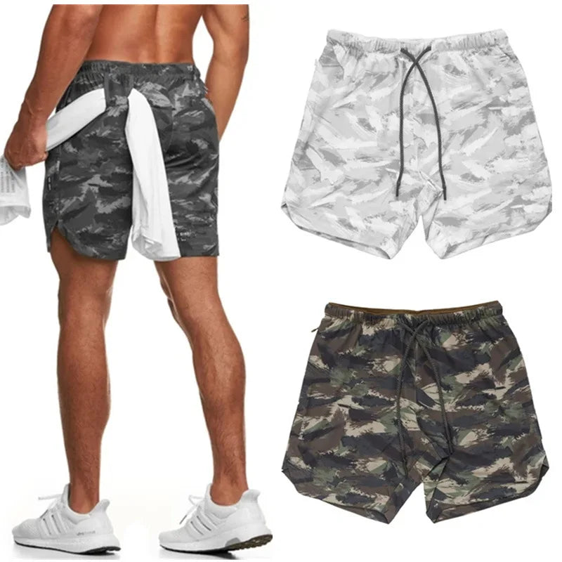 2024 Mesh Summer Camouflage Shorts Men's Ice Silk Loose Pants Bermuda Shorts Beach Pants Running Sports Shorts Free shipping