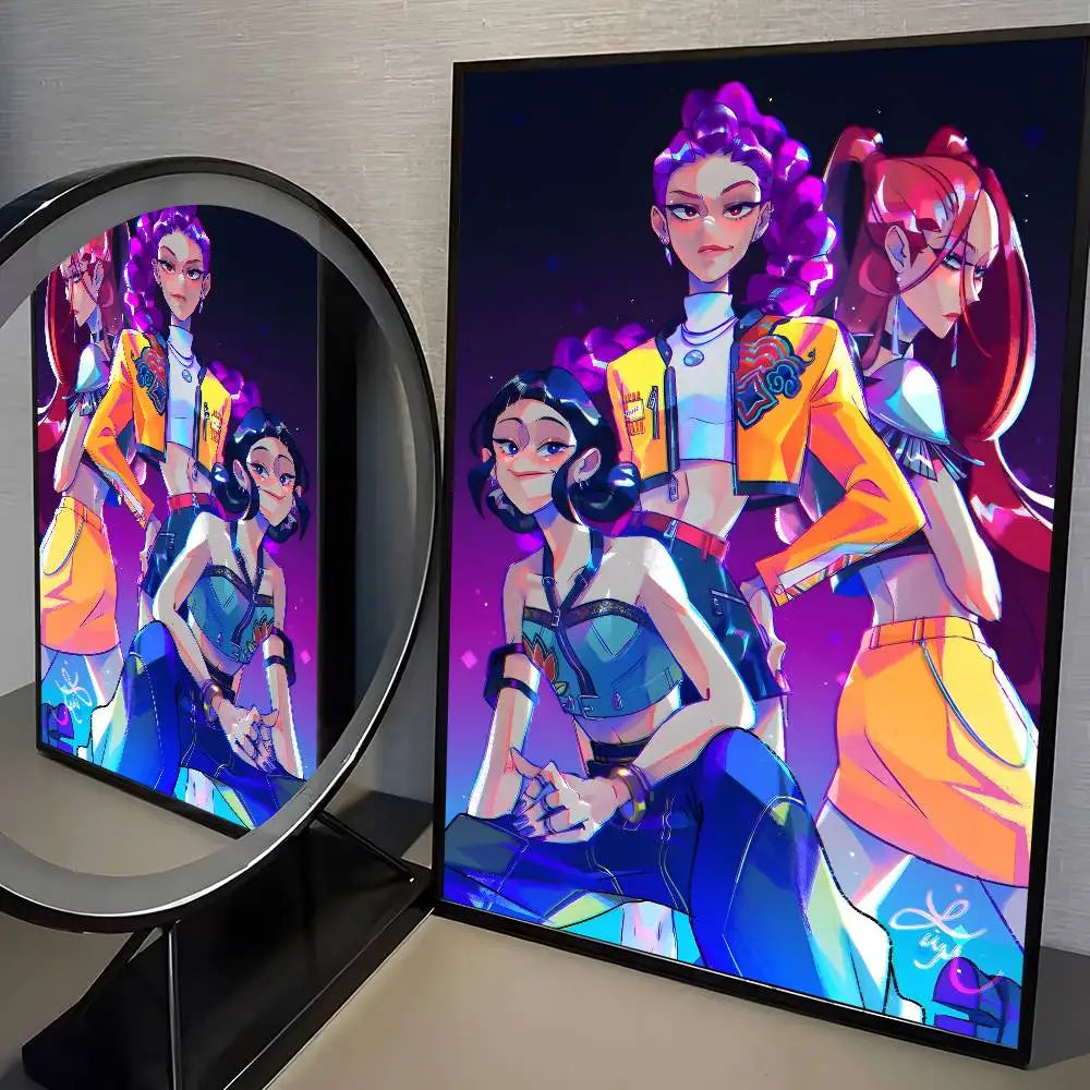 Demon H-Hunters kpop new group Poster HD home decor sticky wall waterproof home living room bar aesthetic decor