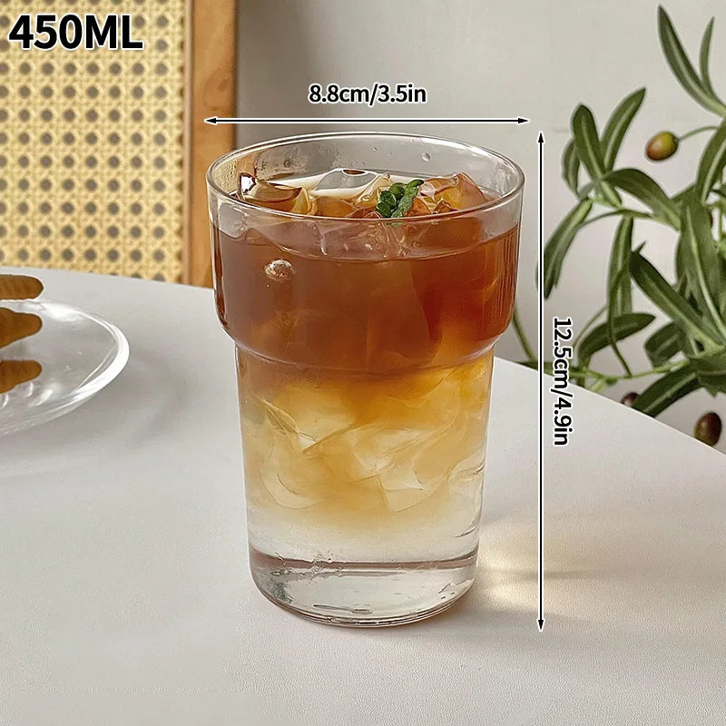 Transparant Drinking Glass Cup Creative Wave Shape Iced Coffee Tumbler Cup Juice Milk Tea Mug Drinkware Water Glasses Ripple Mug