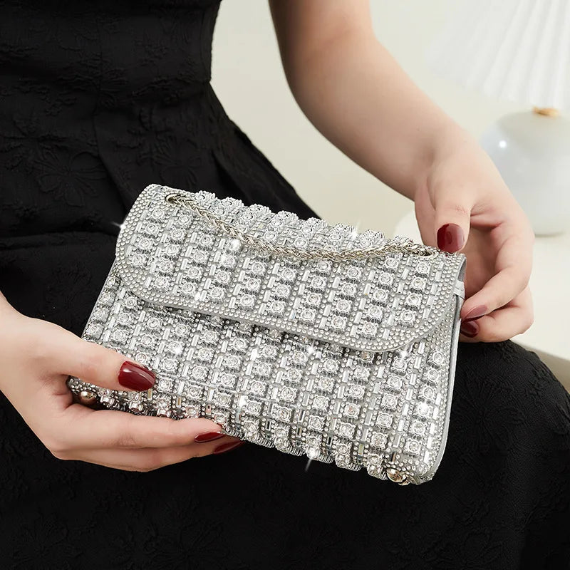 Gold Diamond Clutch Bag Fashionable Luxury Designer Evening Purse for Women Versatile Handbag Shoulder Bag Wallets for Women