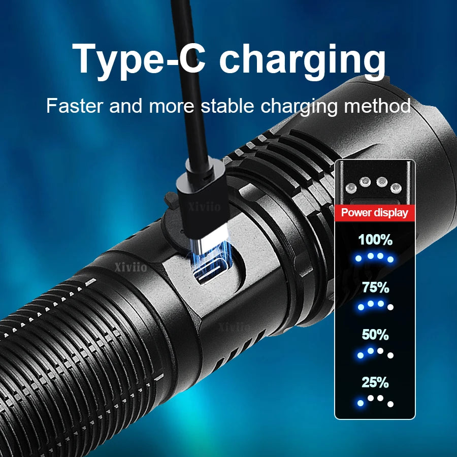 2025 NEW Ultra Bright LED Flashlight 85000000LM Strong Light Tactical Torch Rechargeable Portable Lamp Outdoor Camping Lantern