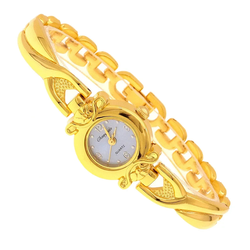 Luxury Woman Lady Pendant Bangle Bracelet Wristwatches Young Female Girls Waterproof Gifts Thin Strap Watches gold watch women