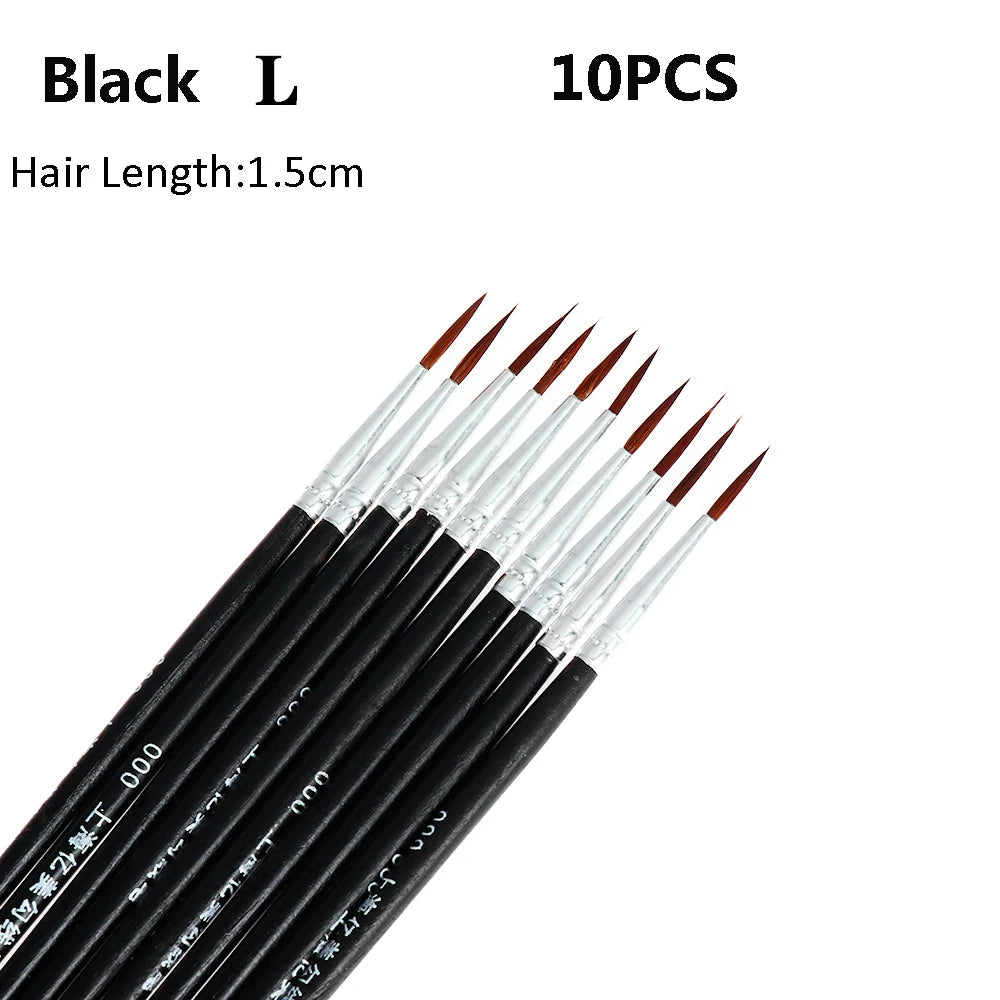 10Pcs Fine Hand Painted Thin Hook Line Pen Drawing Art Pen Nylon Brush Makeup Eyeliner Pen Detail Brush Cosmetics Art Supplies