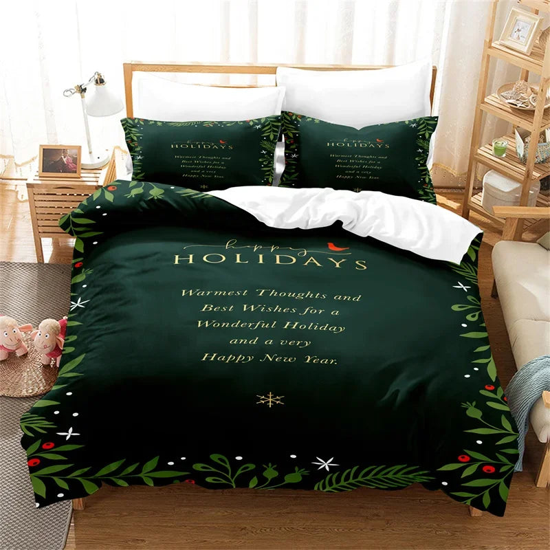 Christmas Green Duvet Cover Fashion Girls Boys Bedding Set Queen Double Bed Set Comforter Set Children Bedding Duvet Cover